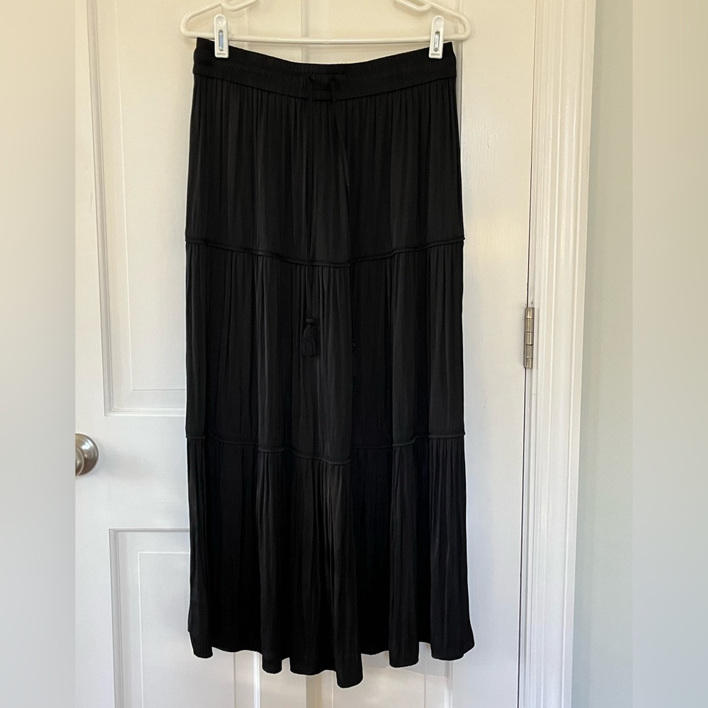 Joie Silky Black Tiered Maxi Skirt Size Medium